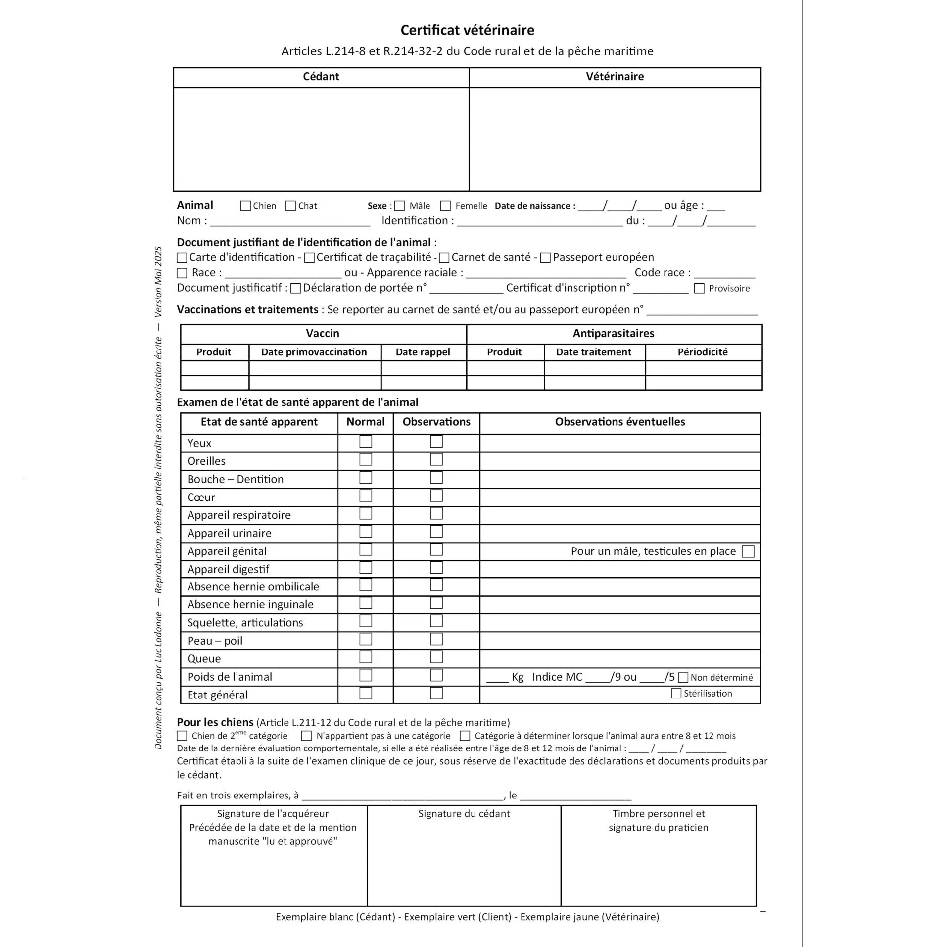 Vignette certificat veterinaire